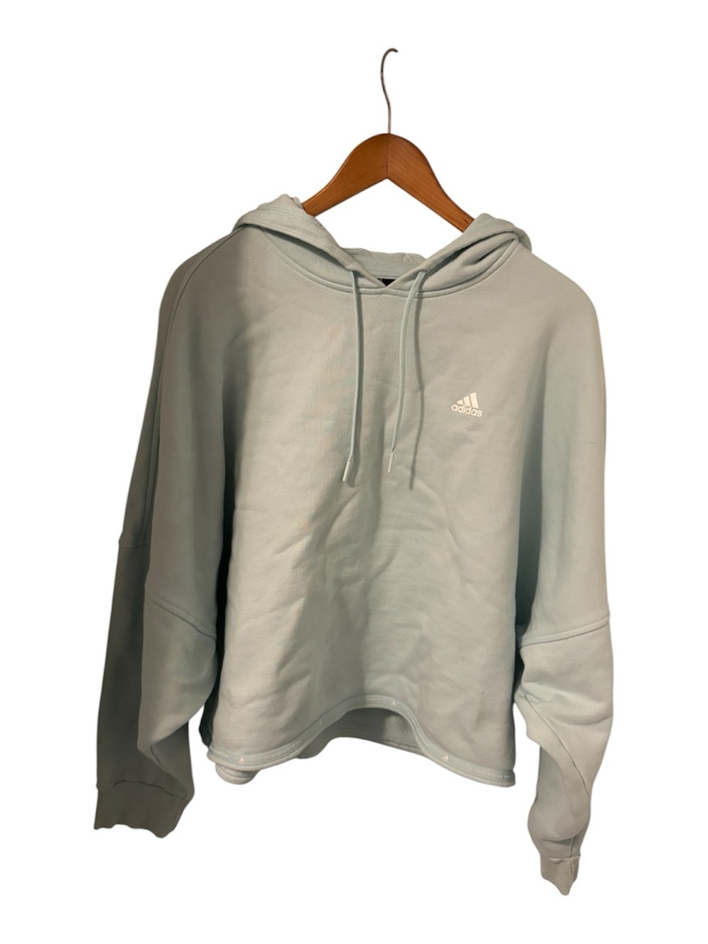 adidas Women's Cropped Hoodie Light Mint Color, Drop Sleeves, Size XL